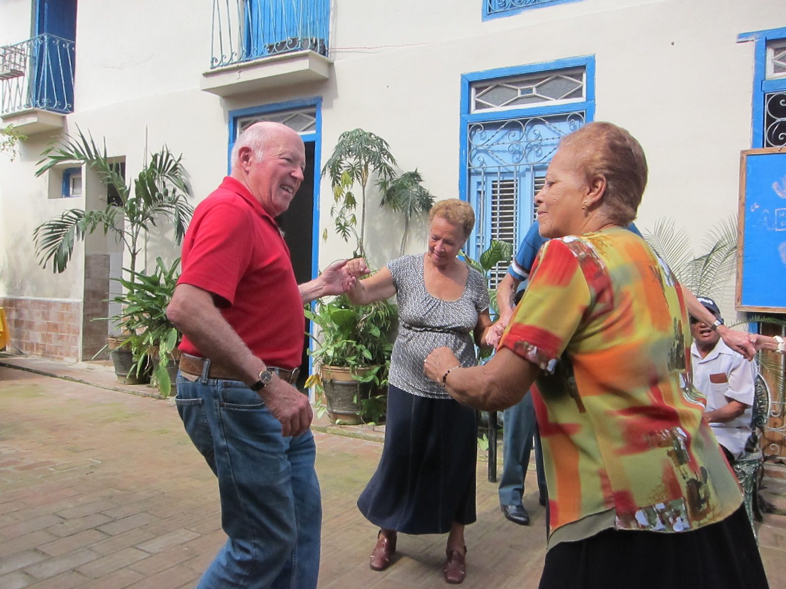 The ladies got Dad up and dancing.